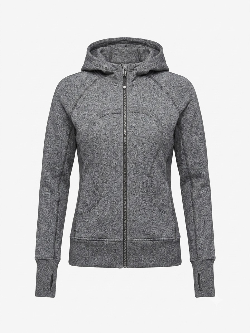 Lululemon Women's Scuba Full Zip Heathered Black Gray Hoodie Jacket Size 6